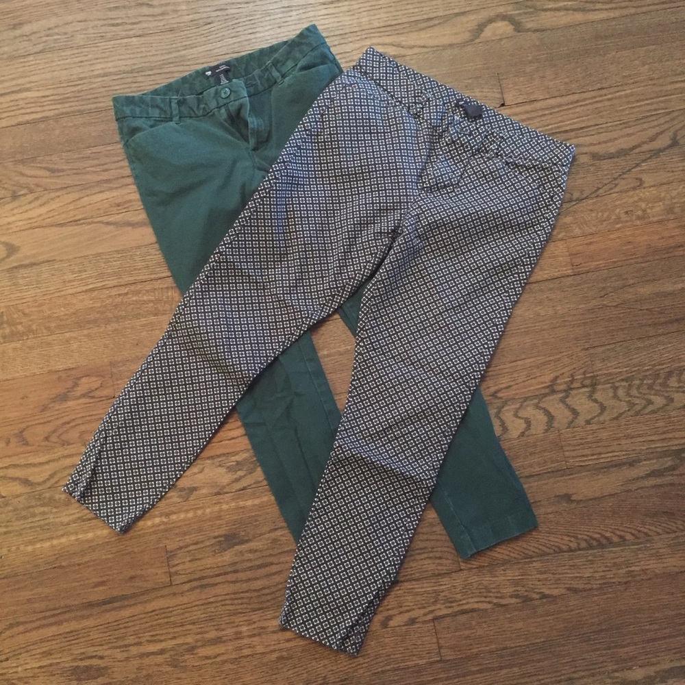 Bundle of green & patterned GAP slim city trousers